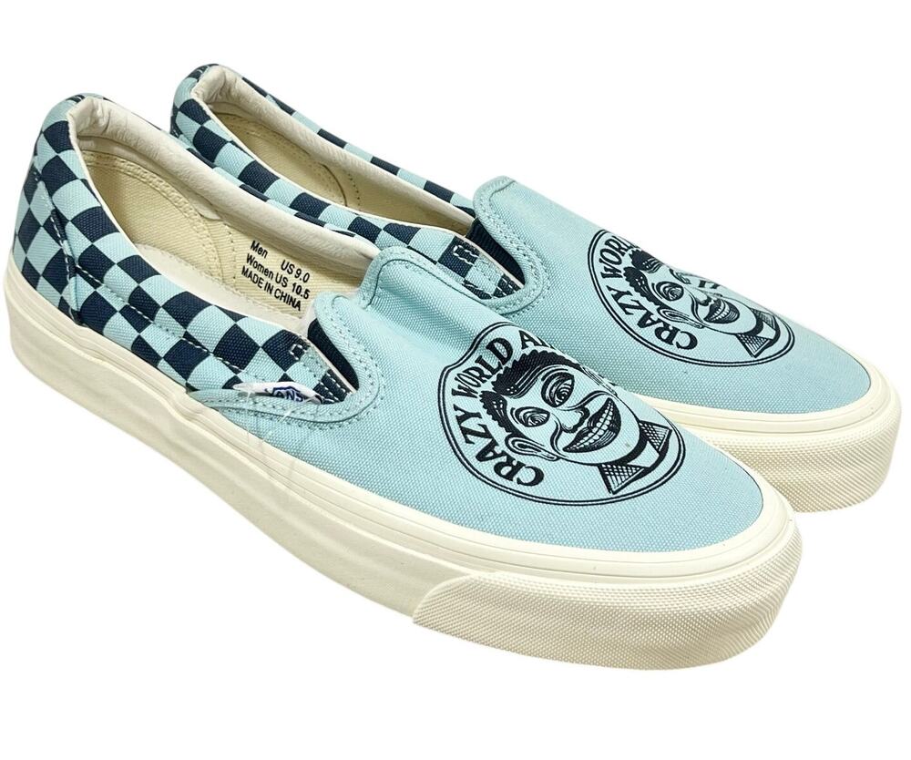 Vans x John Van Hamersveld OG Classic Slip On Shoes LX Crazy World Blue M9 W10.5